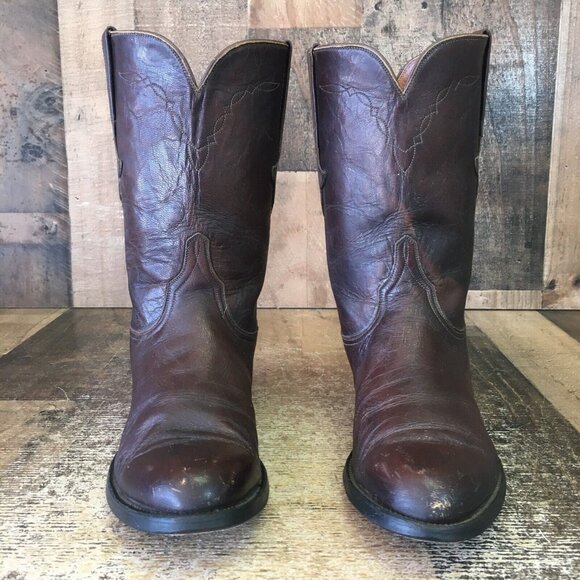 Lucchese P0468 Vintage Roper Classic Brown Cowboy Boots Mens 7.5 E - Picture 7 of 12